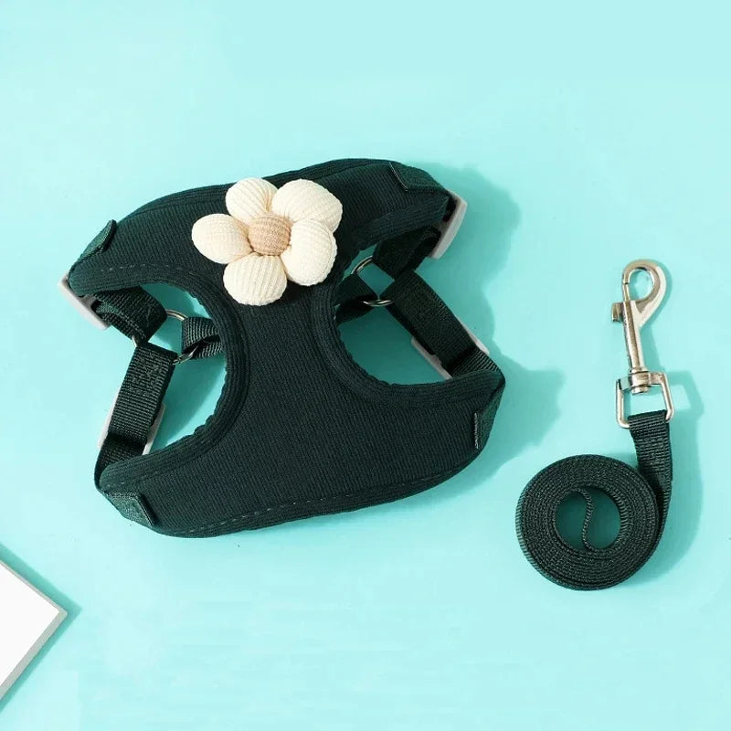 Pet vest traction rope dog cartoon three-dimensional accessories Teddy walking dog rope cat going out chest and back protection