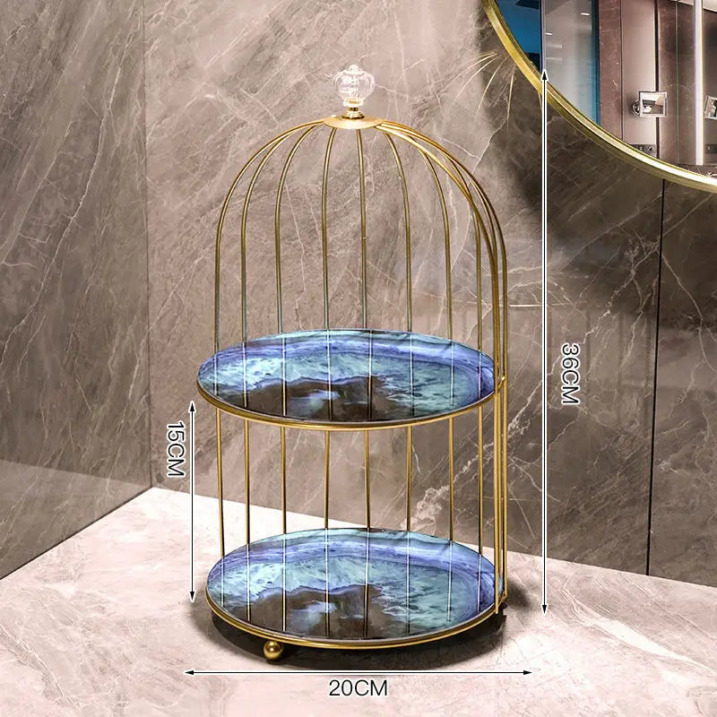 Bathroom birdcage storage rack washbasin dressing table desktop storage box cosmetics and skincare products storage rack  shelf