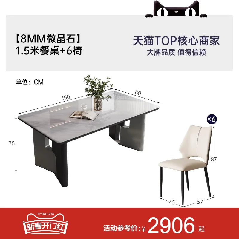 Nordic Rectangle Dining Table 8 People Luxury Design ornament Dining Table Living Waterproof mesa comedor Home decoration