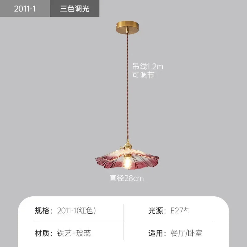 Home decoration lighting, retro pendant lamp, floral glass hanging lamp, living room bedroom bedside lamp, indoor decoration