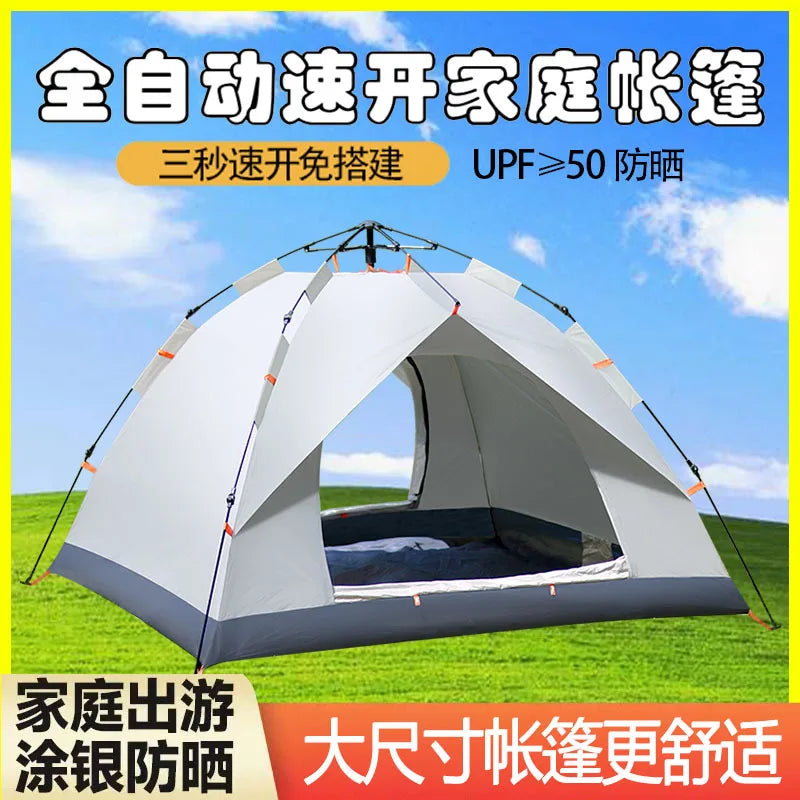 Outdoor Tent For 3-4 People Sun And Rain Protection Camping Equipment Portable No Need To Build