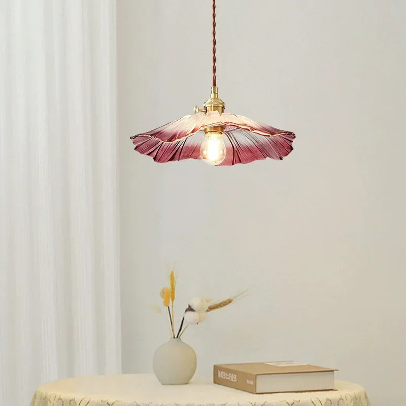 Home decoration lighting, retro pendant lamp, floral glass hanging lamp, living room bedroom bedside lamp, indoor decoration
