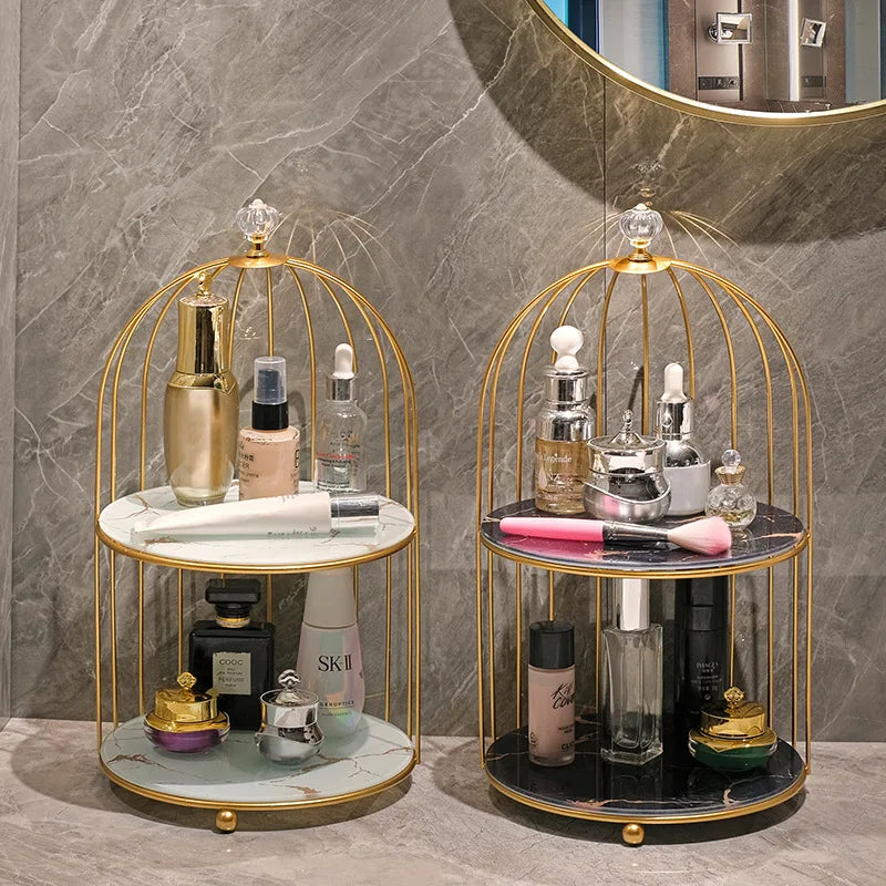 Bathroom birdcage storage rack washbasin dressing table desktop storage box cosmetics and skincare products storage rack  shelf