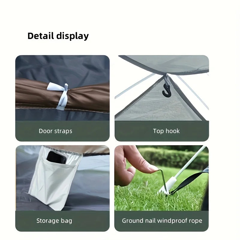 Outdoor Camping Portable Folding Tent, Wilderness Camping Equipment, Large Automatic Rain and Mosquito Beach Tent