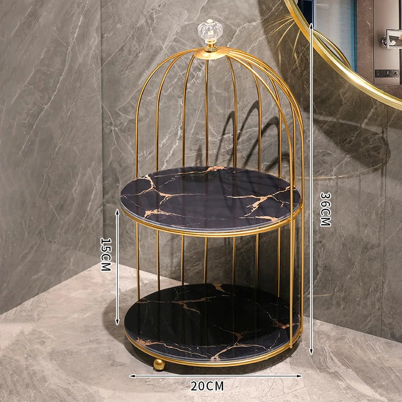 Bathroom birdcage storage rack washbasin dressing table desktop storage box cosmetics and skincare products storage rack  shelf