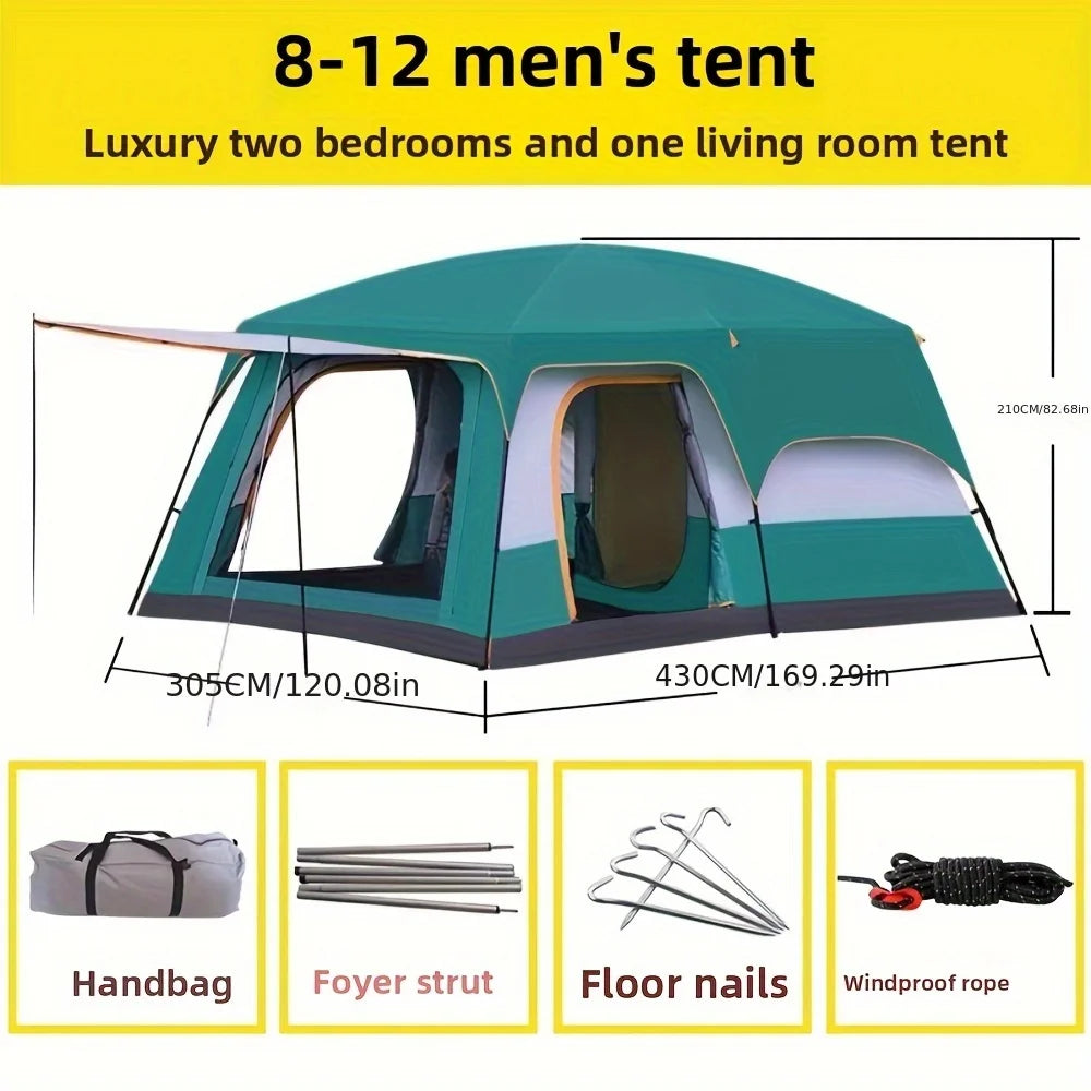 In 2025, upgrade to a two-bedroom, one-living-room outdoor folding portable windproof tent