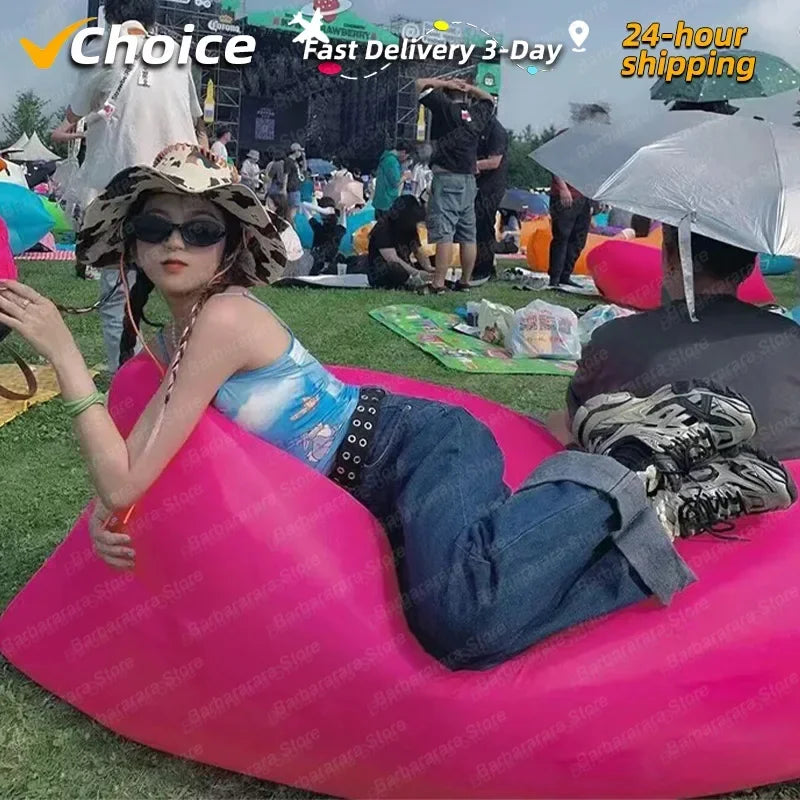 Outdoor Air Lazy Inflatable Sofa Bag Portable Camping Sofa Air Sleeping Bag Lunch Break Mattress Music Festival Portable Sofa