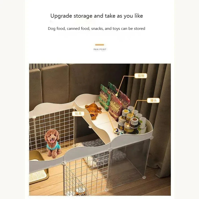 Household Pet Dog Fence House  Kennel Indoor Small Dog Teddy Bear Fence Isolation Door With Toilet Area  Cage