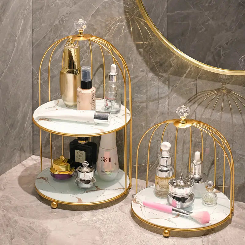Bathroom birdcage storage rack washbasin dressing table desktop storage box cosmetics and skincare products storage rack  shelf