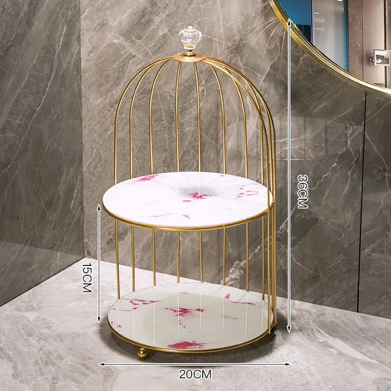 Bathroom birdcage storage rack washbasin dressing table desktop storage box cosmetics and skincare products storage rack  shelf