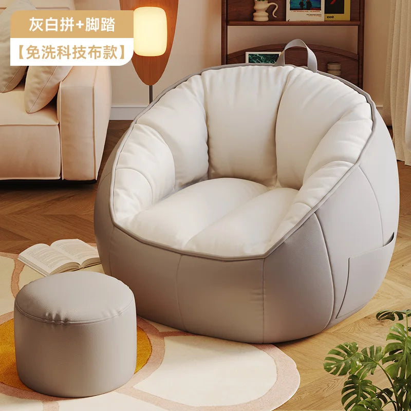 Seat Puff Sofas For Living Room Bean Bag Furniture Single Sofa Pure Cotton And Linen Material Puffs Asiento Lightweight Portable