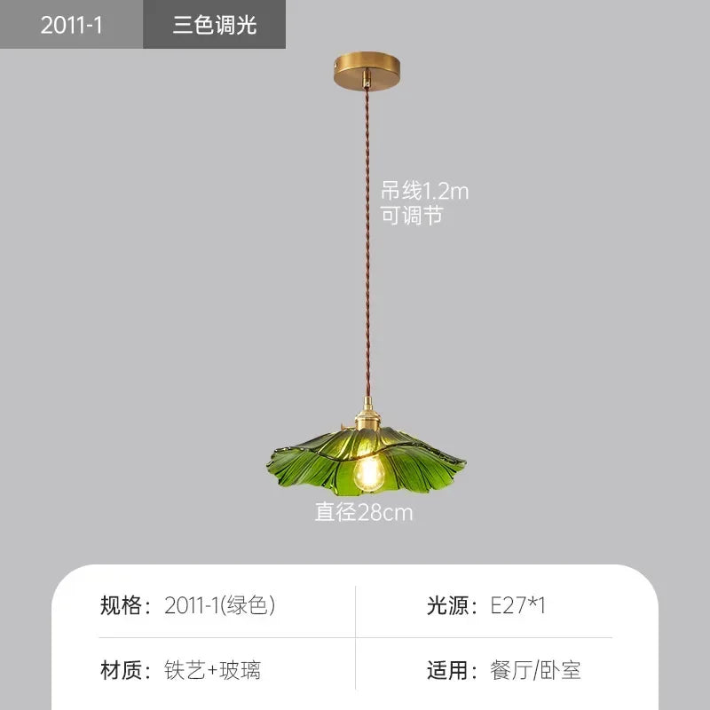 Home decoration lighting, retro pendant lamp, floral glass hanging lamp, living room bedroom bedside lamp, indoor decoration