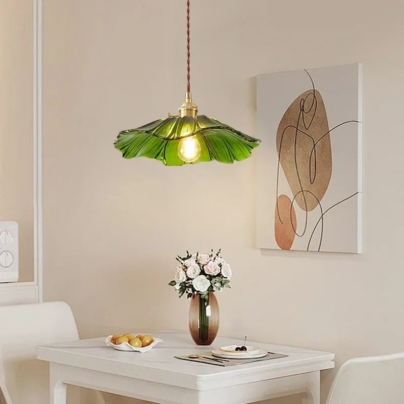 Home decoration lighting, retro pendant lamp, floral glass hanging lamp, living room bedroom bedside lamp, indoor decoration