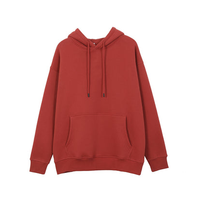 Plus Fleece Loose Trendy Brand Men's And Women's Solid Color Thickened Hooded Sweater Men