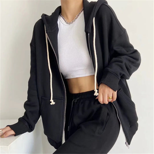 Ladies Fashion Hooded Loose Sweater Hoodie