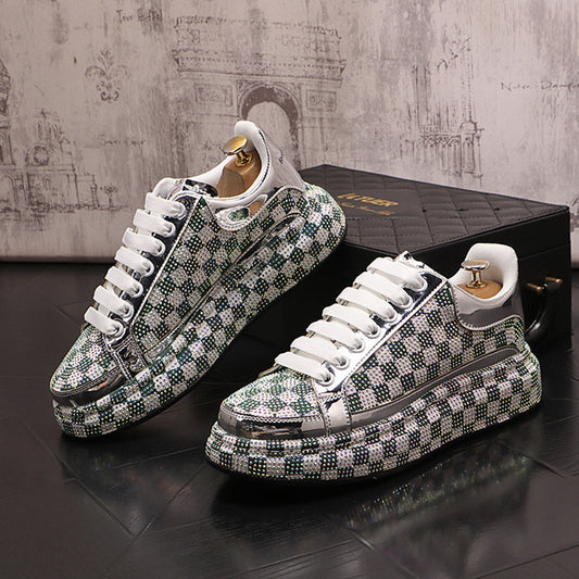 Platform Shoes Men's Fashion Rhinestone Tide Platform Shoes